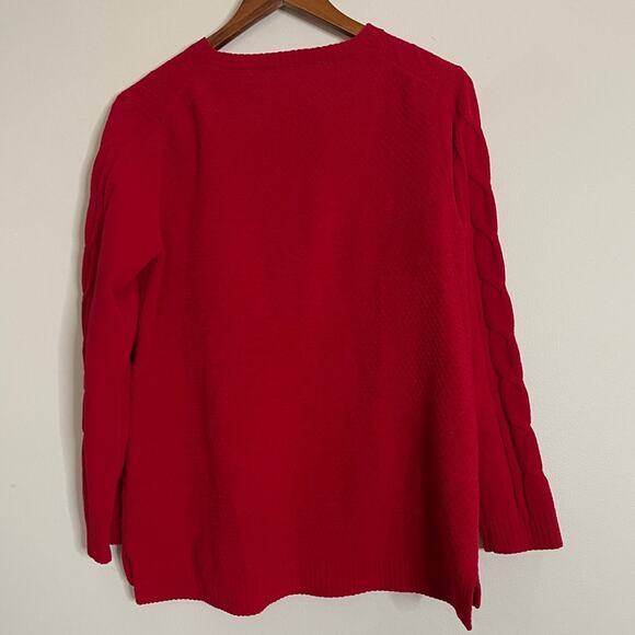 J.Jill Chenille Cable Cord Crew Neck Sweater Red Size S - Picture 2 of 5